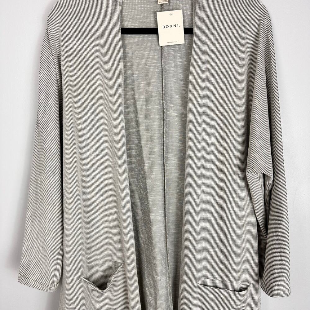 Anthropologie Donni Sandwash Ribbed Gray Duster Cardigan OSFA Loungewear Basic - Picture 8 of 10